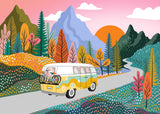 Road Trip Greeting Card  |  Retro Bus Birthday Card