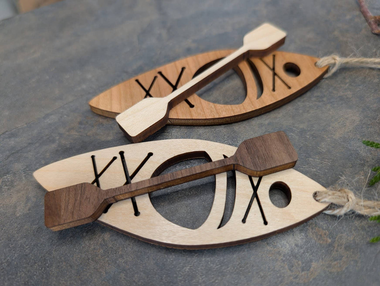 Wood Kayak Ornament – Handcrafted Canada Souvenir Christmas