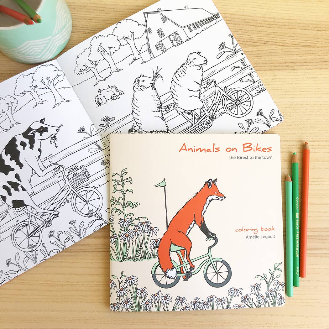 Animals on Bikes Coloring Book