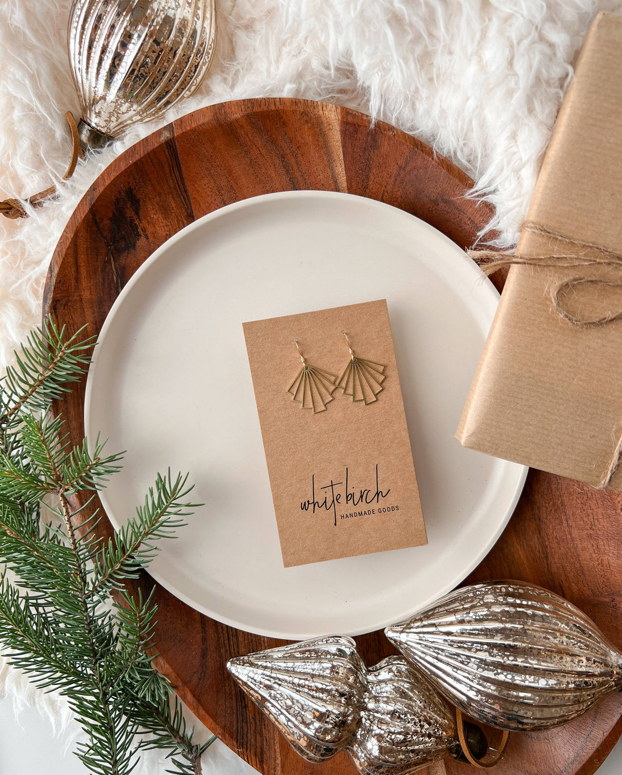 Brass Art Deco Shell Earrings