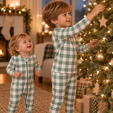 Christmas Checkered Gingham Viscose Bamboo Zipper Romper
