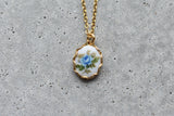 Vintage Floral Necklace - Blue Rose