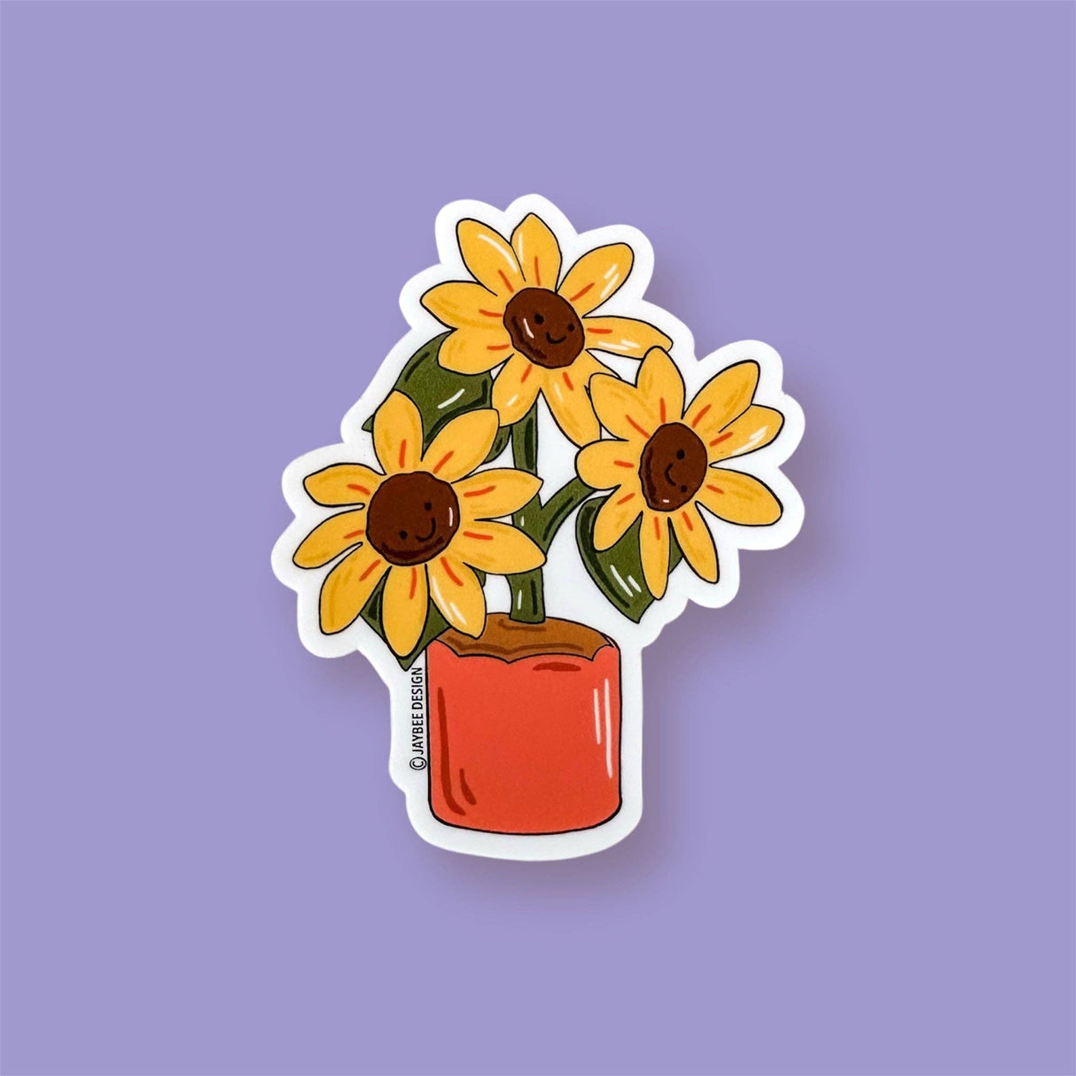 Sunflowers In Pot Vinyl Sticker