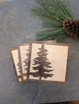 Pine Tree Inlay Wood Coaster - Made in Canada