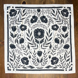 Black Floral Flour Sack Towel  |  Black Poppy Tea Towel