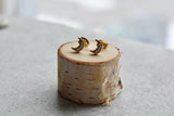 Gold Crystal Moon Stud Earrings