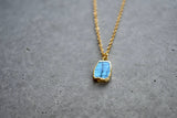 Labradorite Tiny Rectangle Gold Necklace