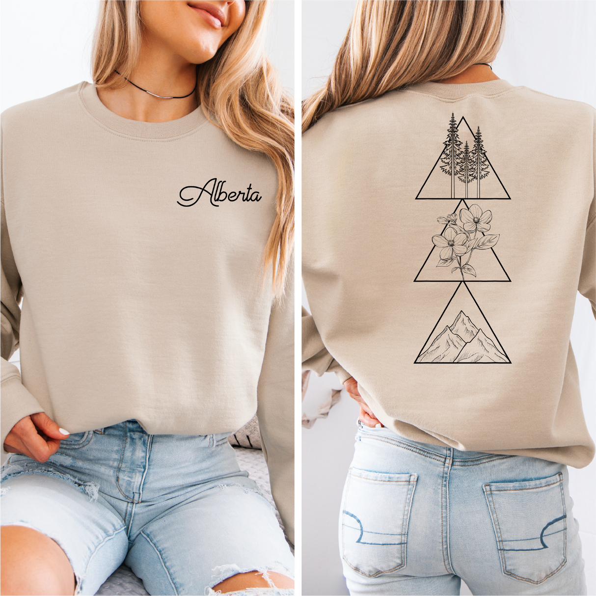 Geometric Alberta Unisex Crewneck - Sand