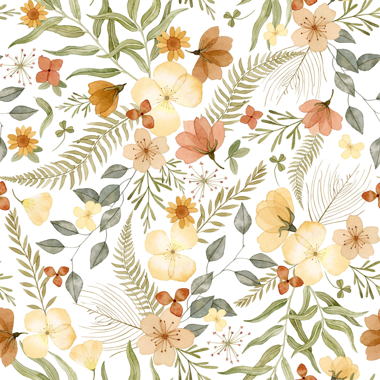 Fall Floral Baby Blanket  |  Fern Muslin Swaddle Blanket