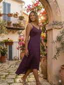 Italian Linen Mid Dress with Spaghetti Straps
