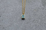 Amazonite Tiny Rectangle Gold Necklace