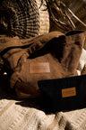 Corduroy Zipper Pouch: Black or Brown