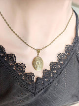 Floral Embossed Oval Locket Necklace