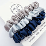 100% Silk Micro Scrunchie Trio