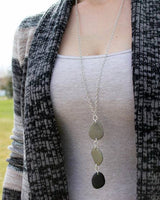 Rapids Stone Necklace: Antique Brass / Brown - gray - black