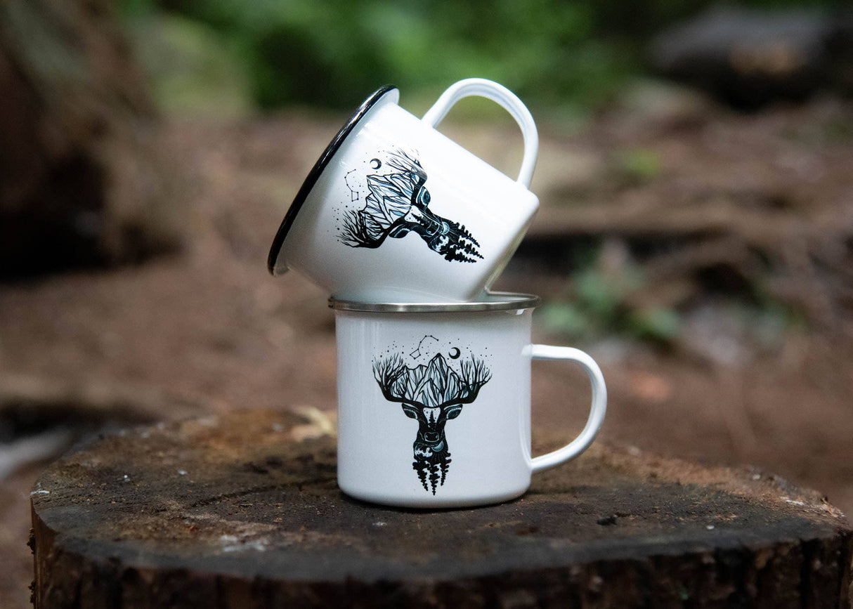 Deer, Camping Mug: Black