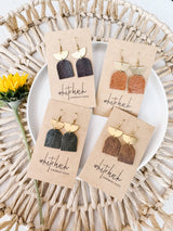 Distressed Leather & Brass Earrings: Raw Brass Hooks