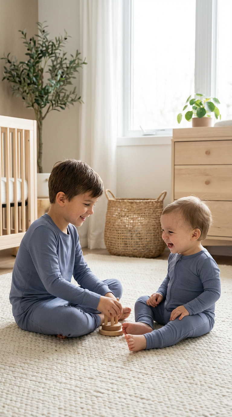 Serenity Blue Bamboo Baby Romper – Soft Stretch Sleepwear