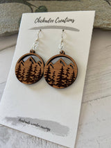 Cherry Wood Earrings Mountains & Trees