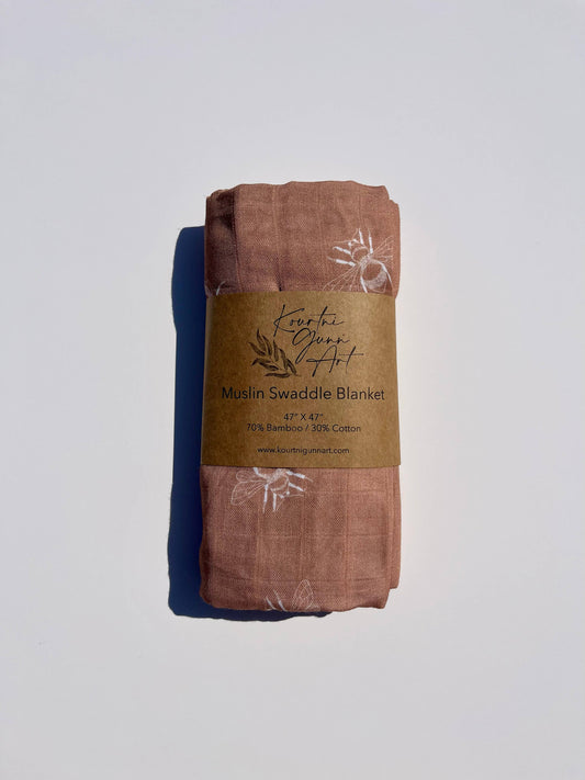 Bee Swaddle Blanket  |  Bumble Bee Muslin Baby Blanket
