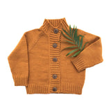 Golden Spruce Merino Wool Knit Cardigan