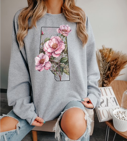 Wild Rose Province Crewneck Sweatshirt - Grey
