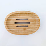 Oval Natural Bamboo Soap Dish with Drainage Slots