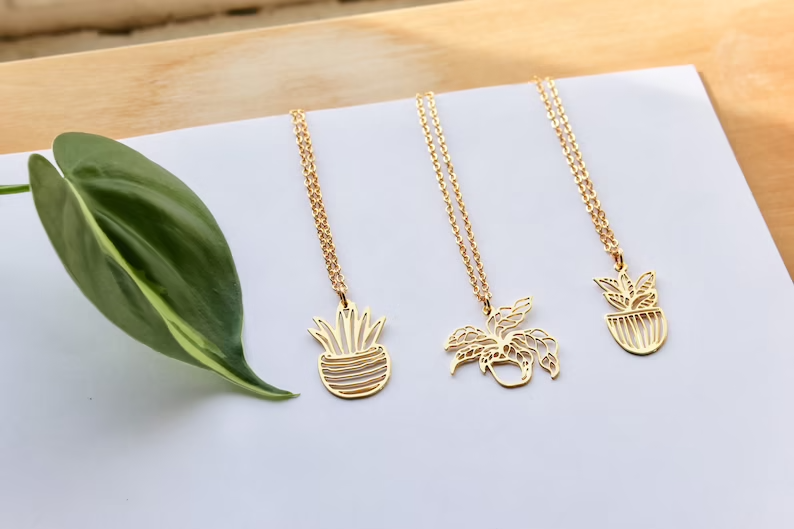 Snake Plant Potted Plant Necklace