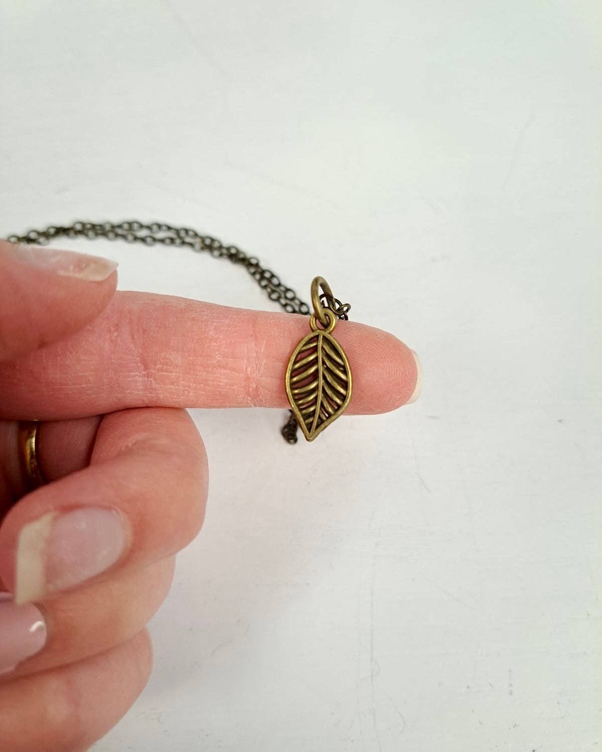 Leaf Necklace: Antique Brass