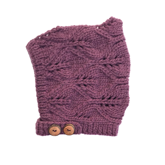 Plum Merino Wool Knit Bonnet