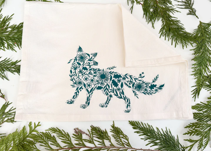Floral Fox Tea Towel