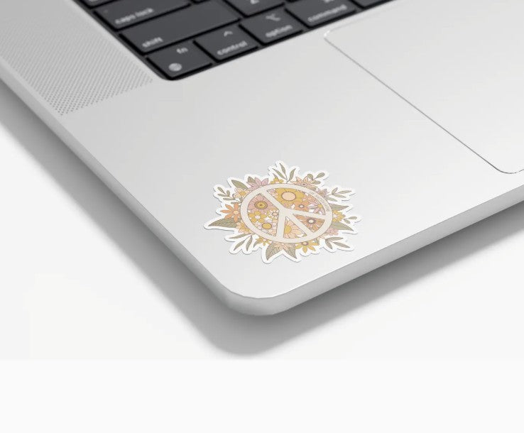 Floral Peace Sign  |  Water Resistant Vinyl Sticker