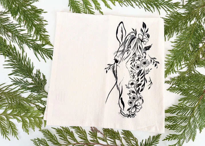Floral Horse Tea Towel
