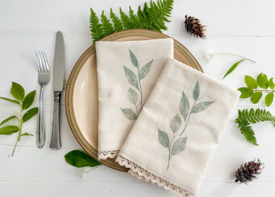 "Sage" Set of 2 Linen/Cotton Napkins