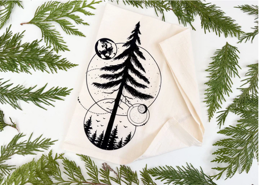 Moon and Tree Tea Towel