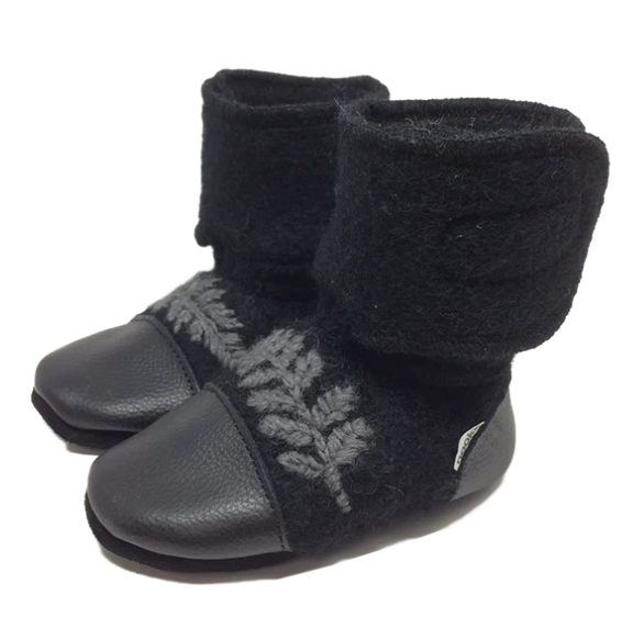 Starling Embroidered Felted Wool Booties