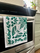 Green Bird Flour Sack Towel  |  Bird Tea Towel