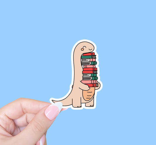 Dinosaur with Books - Sticker