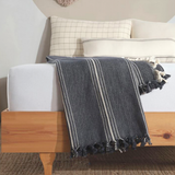 Minimalist 100% Cotton Throw Blankets & Bedspreads: Navy Blue with Stripes