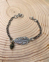 Feather + Pine Cone Mixed Metal Bracelet