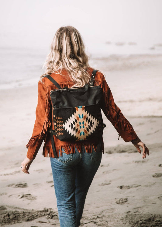 Rugged Bohemian Backpack - Waxed Canvas with Pendleton wool