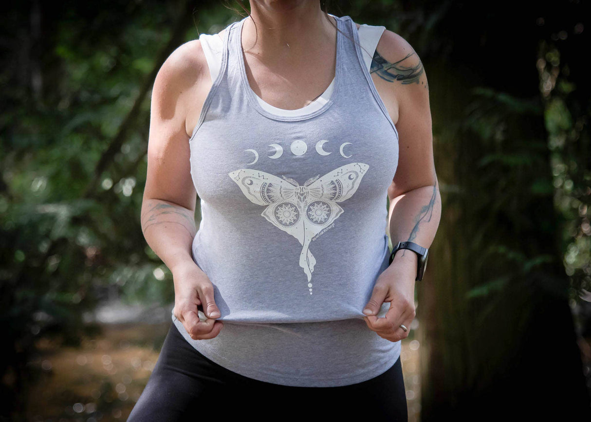 Women's Tank Top, Luna Moth: Black