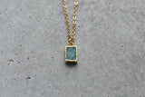 Amazonite Tiny Rectangle Gold Necklace