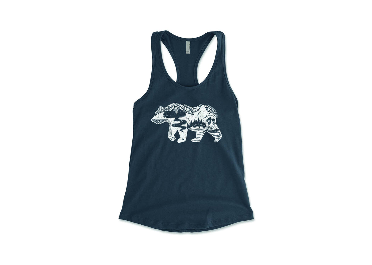 Women's Tank Top, Roaming Bear: Black