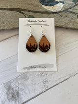 Cherry Wood Earrings Teardrop Forest