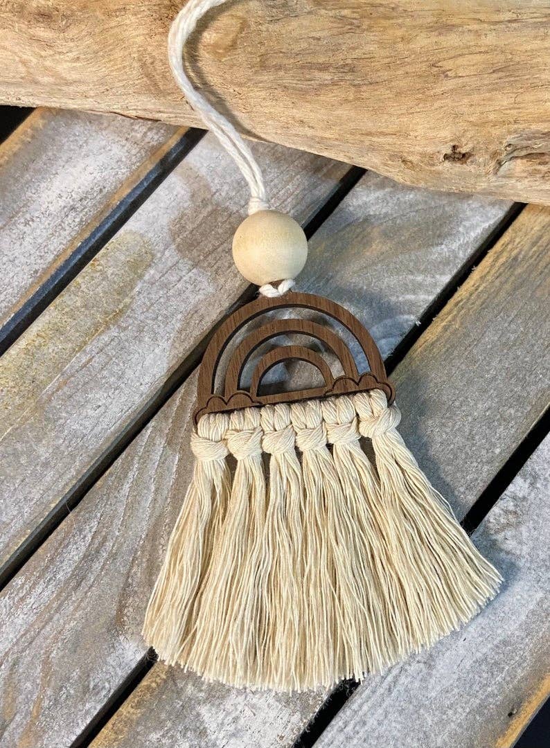 Macrame Rainbow Car Diffuser - Rainbow Charm