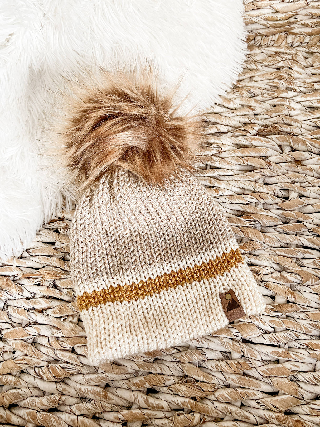 Cream & Mustard Striped Toddler Knit Toque