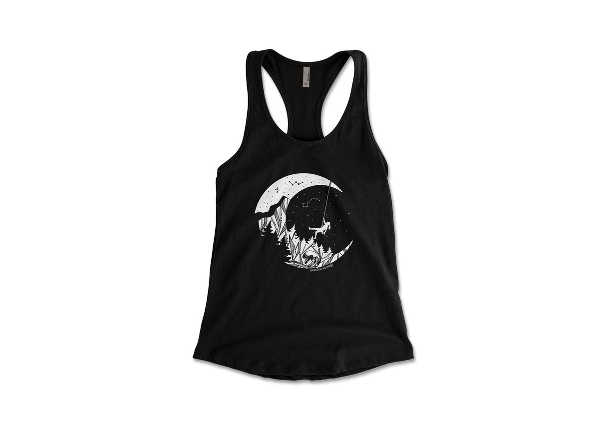 Women's Tank Top, Moon and Climber: Heather Gray