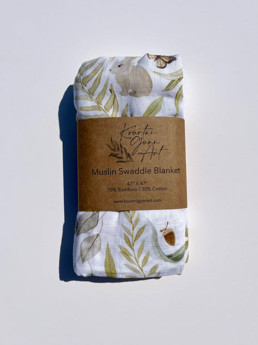 Woodland Baby Blanket  |  Forest Muslin Swaddle Blanket