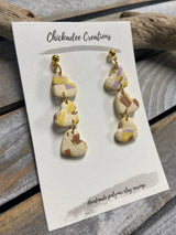 Heart Trio Dangle Polymer Clay Earrings